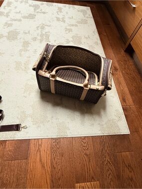 Monogram Brown Pet Carrier with Beige Trim